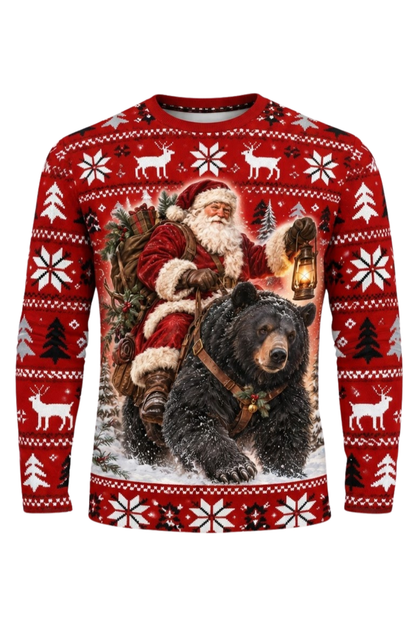 Performance Hunting Long Sleeve - Festive Santa Black Bear Trek - ULS616K image 5