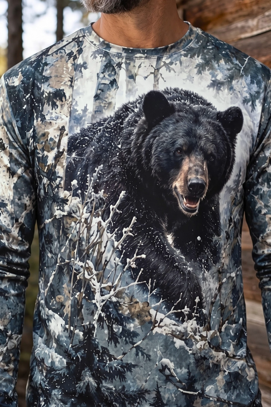 Performance Hunting Long Sleeve - Snowy Timber Black Bear - ULS618K image 4
