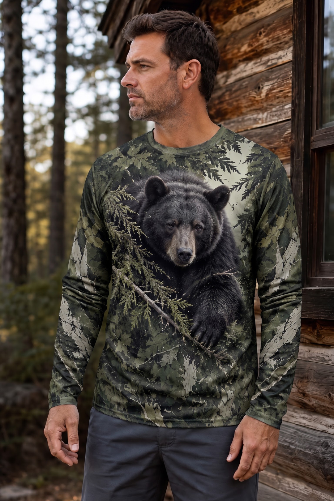 Performance Hunting Long Sleeve - Deep Forest Black Bear - ULS619K image 2