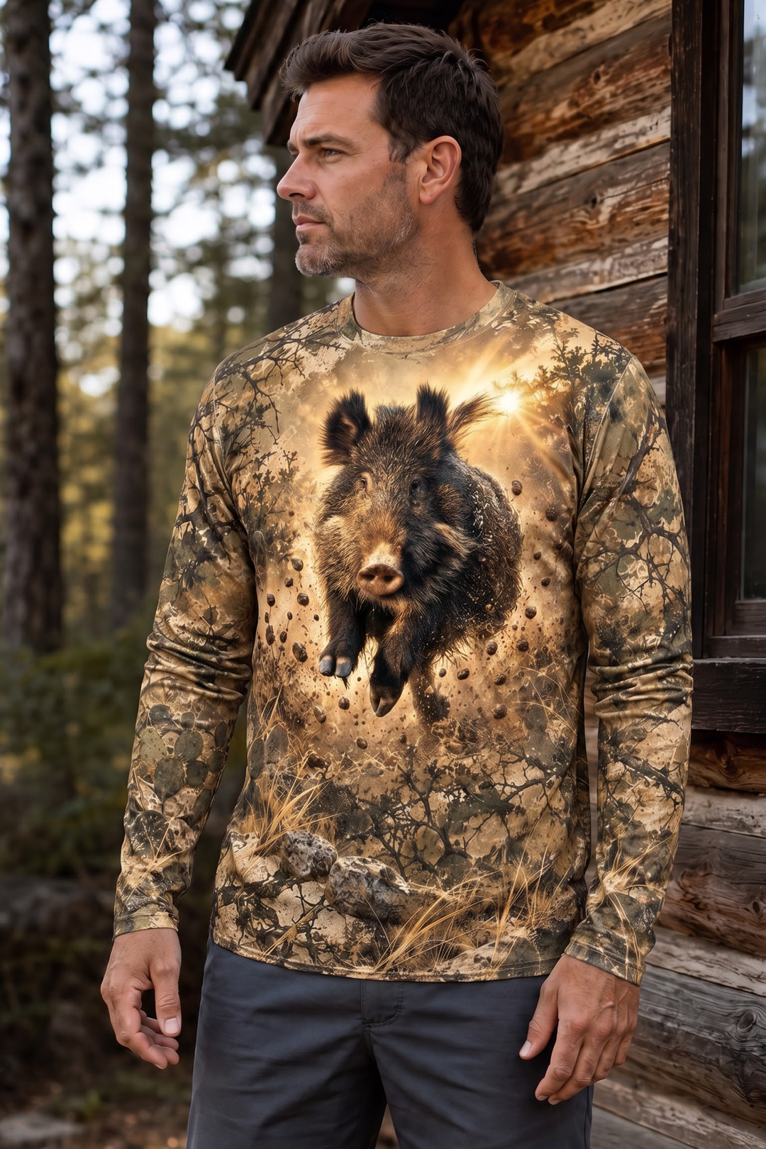 Performance Hunting Long Sleeve - Sunburst Wild Hog Charge - ULS629K image 2