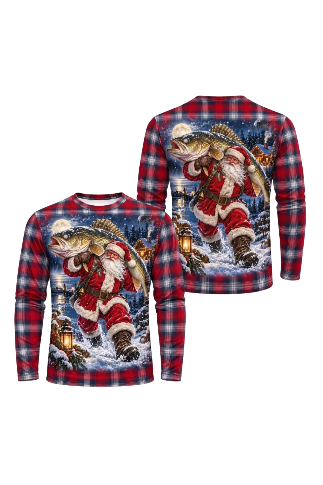 Performance Fishing Long Sleeve - Santa Plaid Walleye Catch - ULS630K image 1