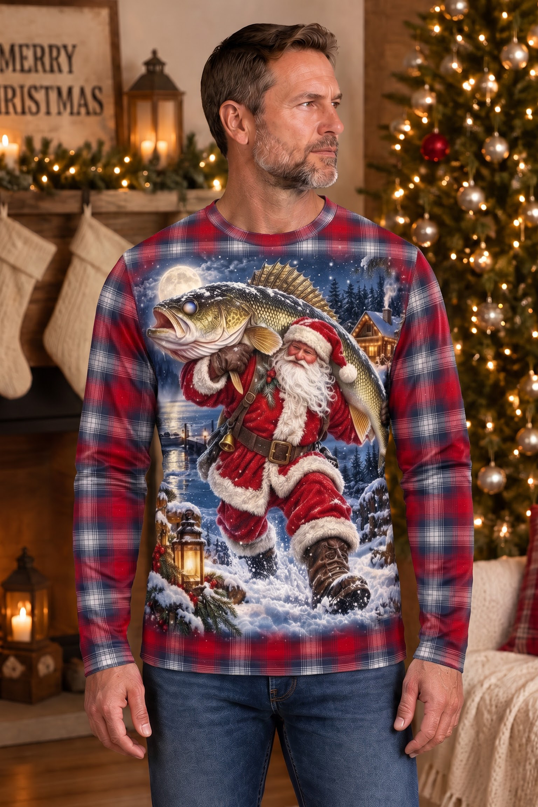 Performance Fishing Long Sleeve - Santa Plaid Walleye Catch - ULS630K image 2