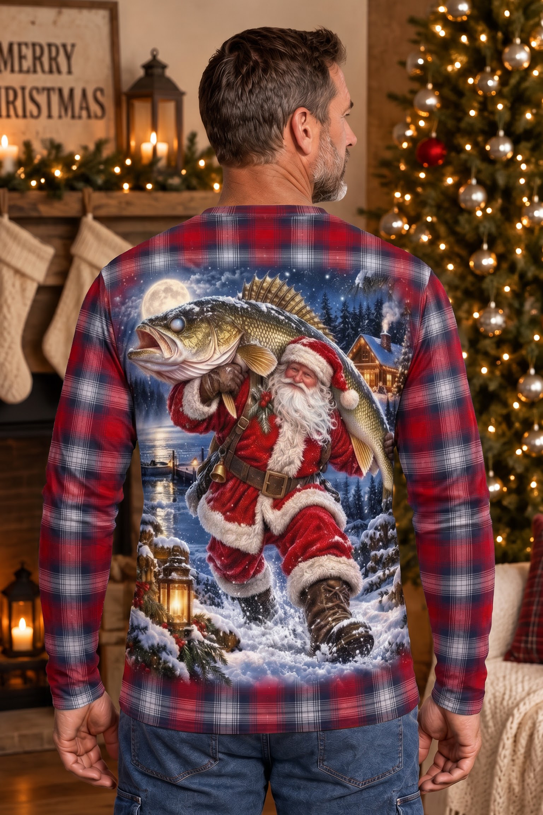 Performance Fishing Long Sleeve - Santa Plaid Walleye Catch - ULS630K image 3
