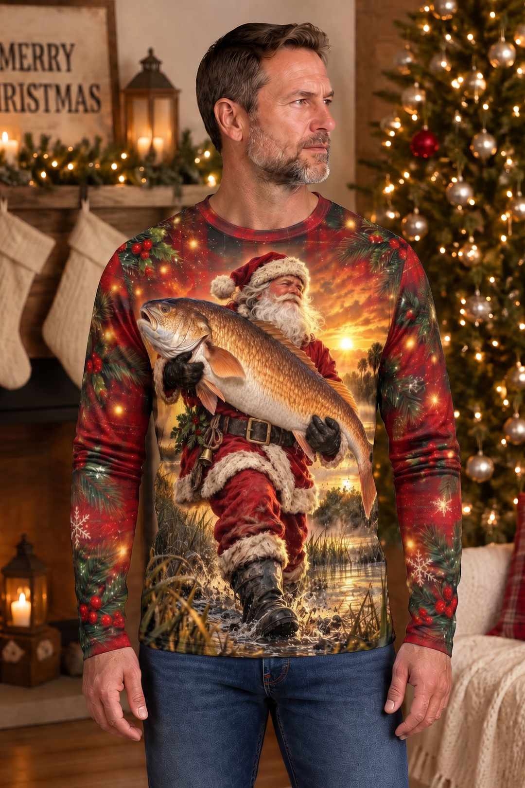 Performance Fishing Long Sleeve - Santa Golden Red Drum Sunset - ULS631K image 2