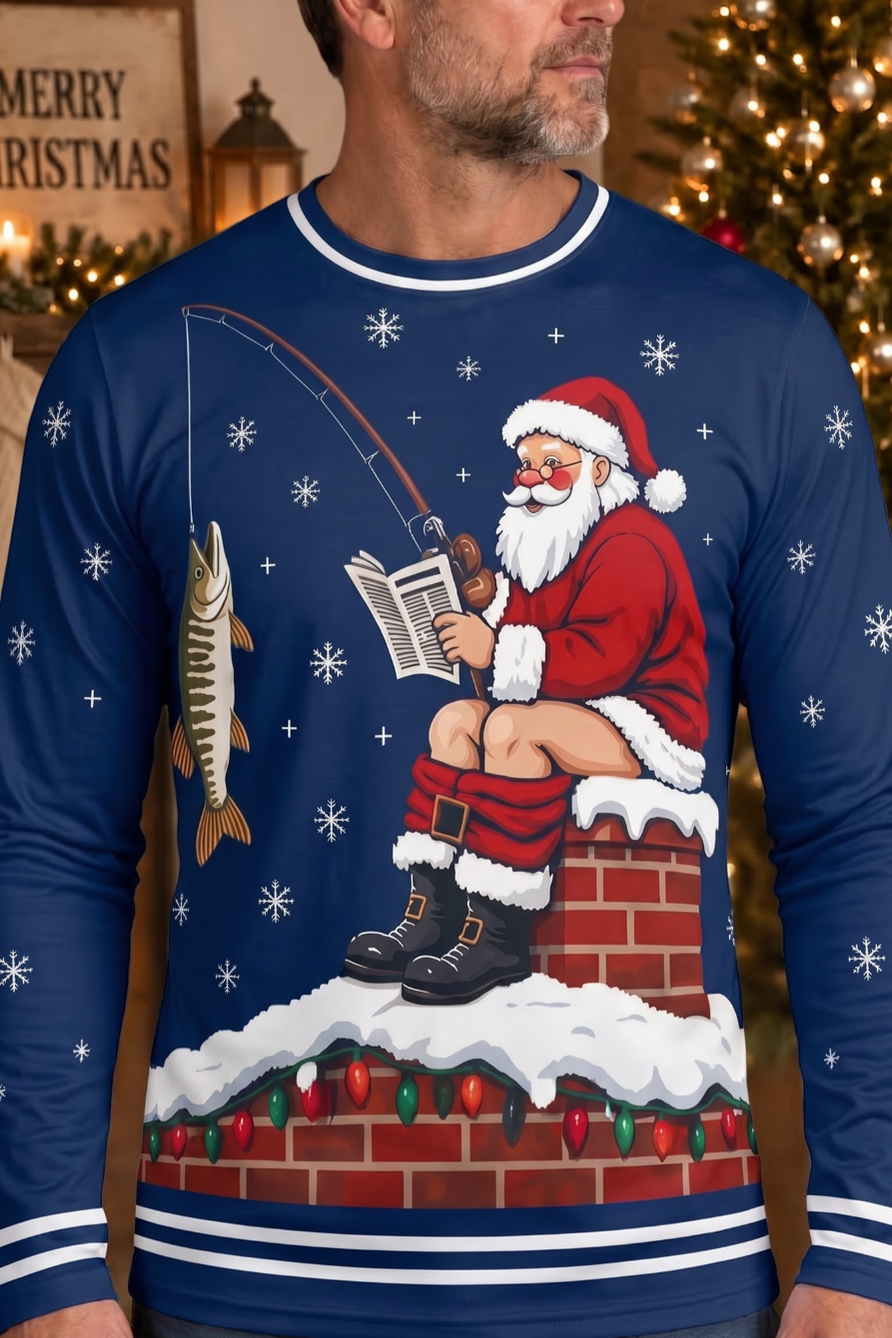 Performance Fishing Long Sleeve - Santa Rooftop Musky Catch - ULS633K image 4