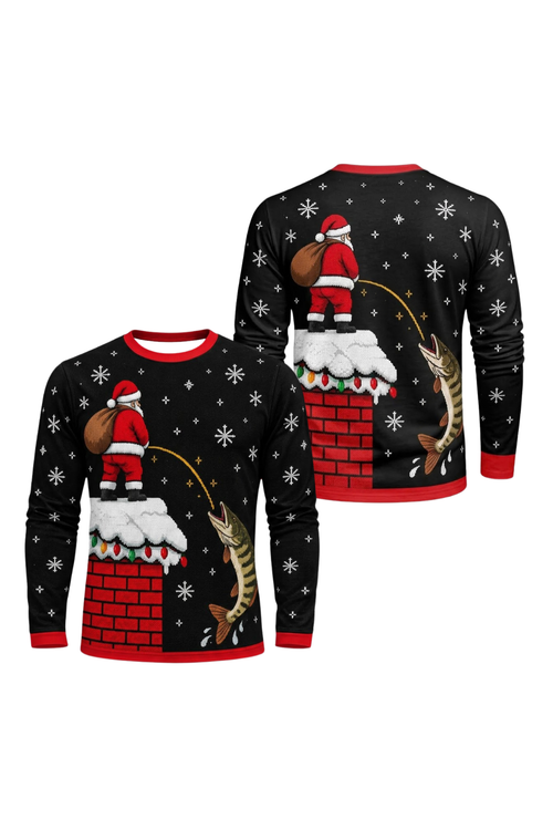 Performance Fishing Long Sleeve - Santa Peeing Musky Catch - ULS634K image 1