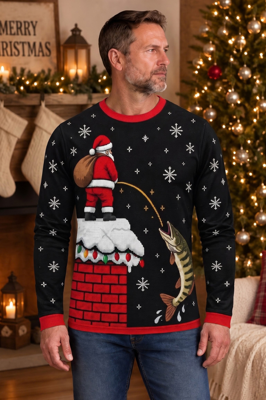 Performance Fishing Long Sleeve - Santa Peeing Musky Catch - ULS634K image 2