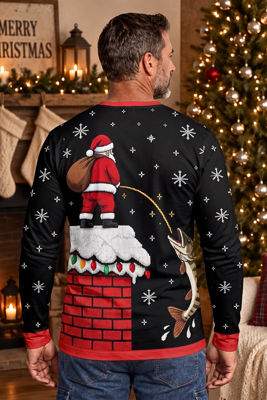 Performance Fishing Long Sleeve - Santa Peeing Musky Catch - ULS634K image 3