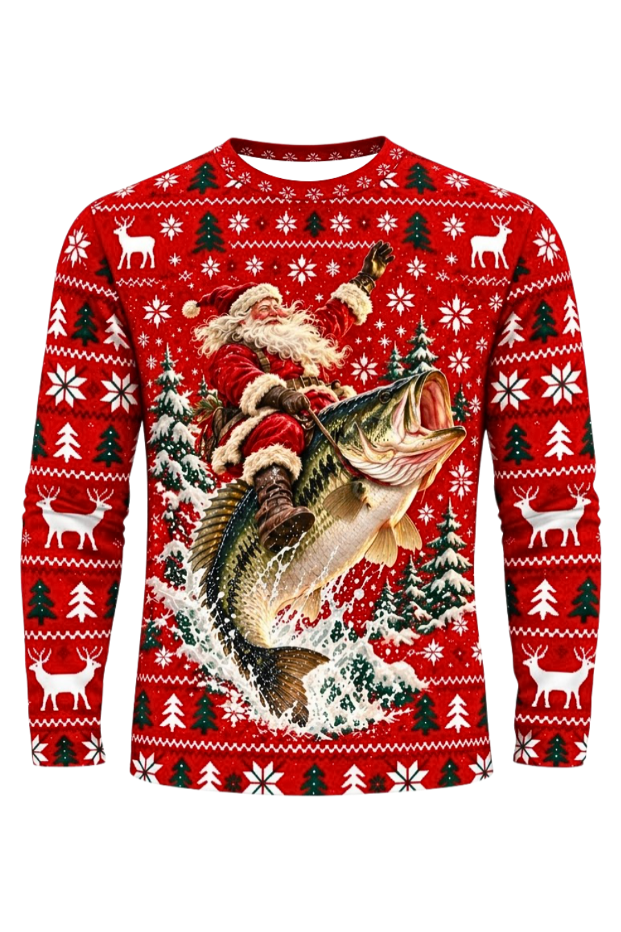 Performance Fishing Long Sleeve - Santa Festive Bass Rodeo - ULS637K image 5