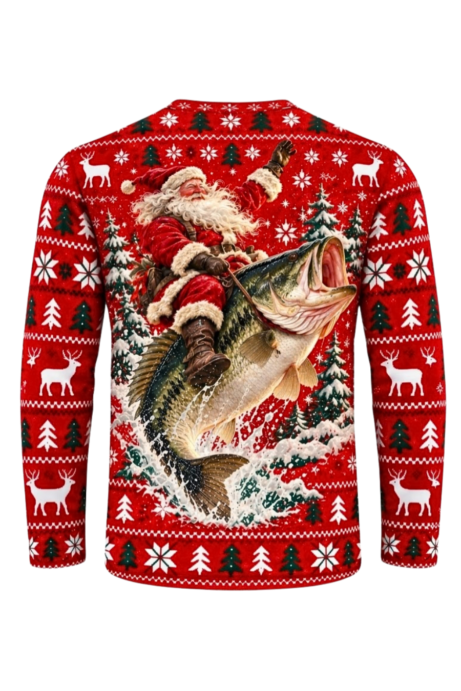 Performance Fishing Long Sleeve - Santa Festive Bass Rodeo - ULS637K image 6