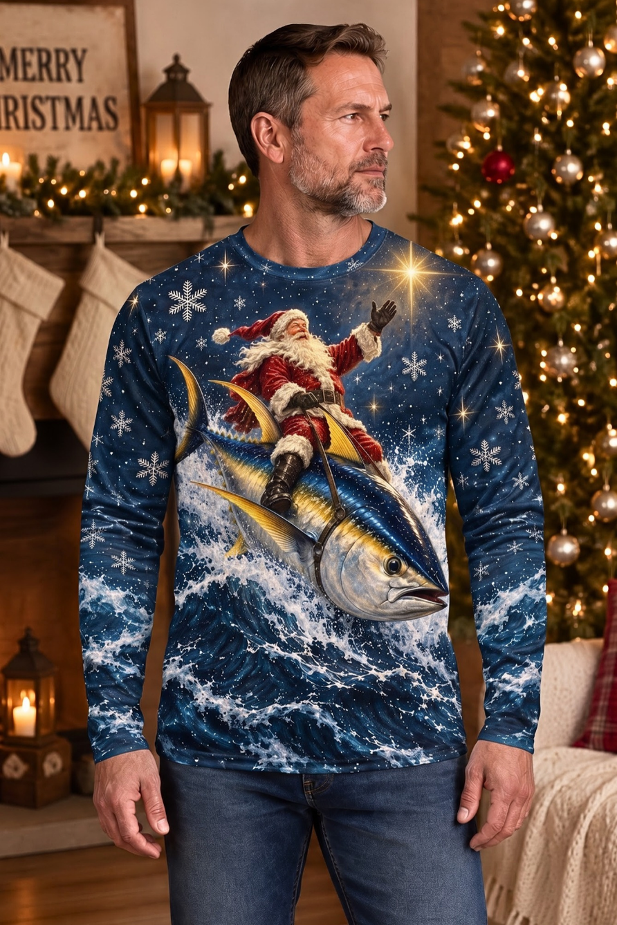Performance Fishing Long Sleeve - Santa Starlight Yellowfin Tuna Sleigh - ULS639K image 2