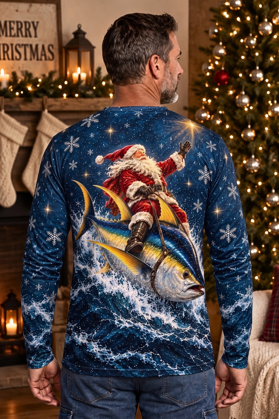Performance Fishing Long Sleeve - Santa Starlight Yellowfin Tuna Sleigh - ULS639K image 3