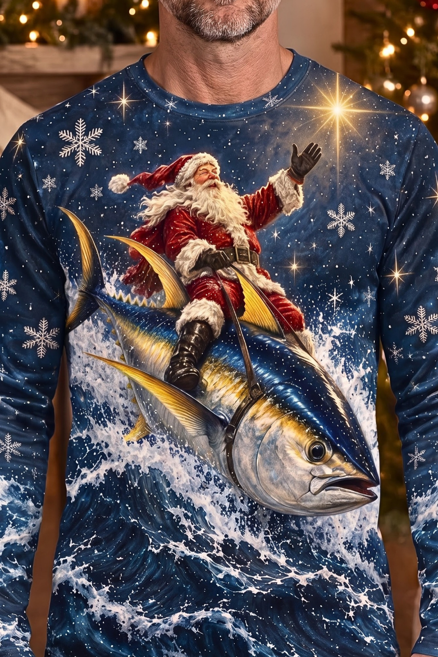 Performance Fishing Long Sleeve - Santa Starlight Yellowfin Tuna Sleigh - ULS639K image 4