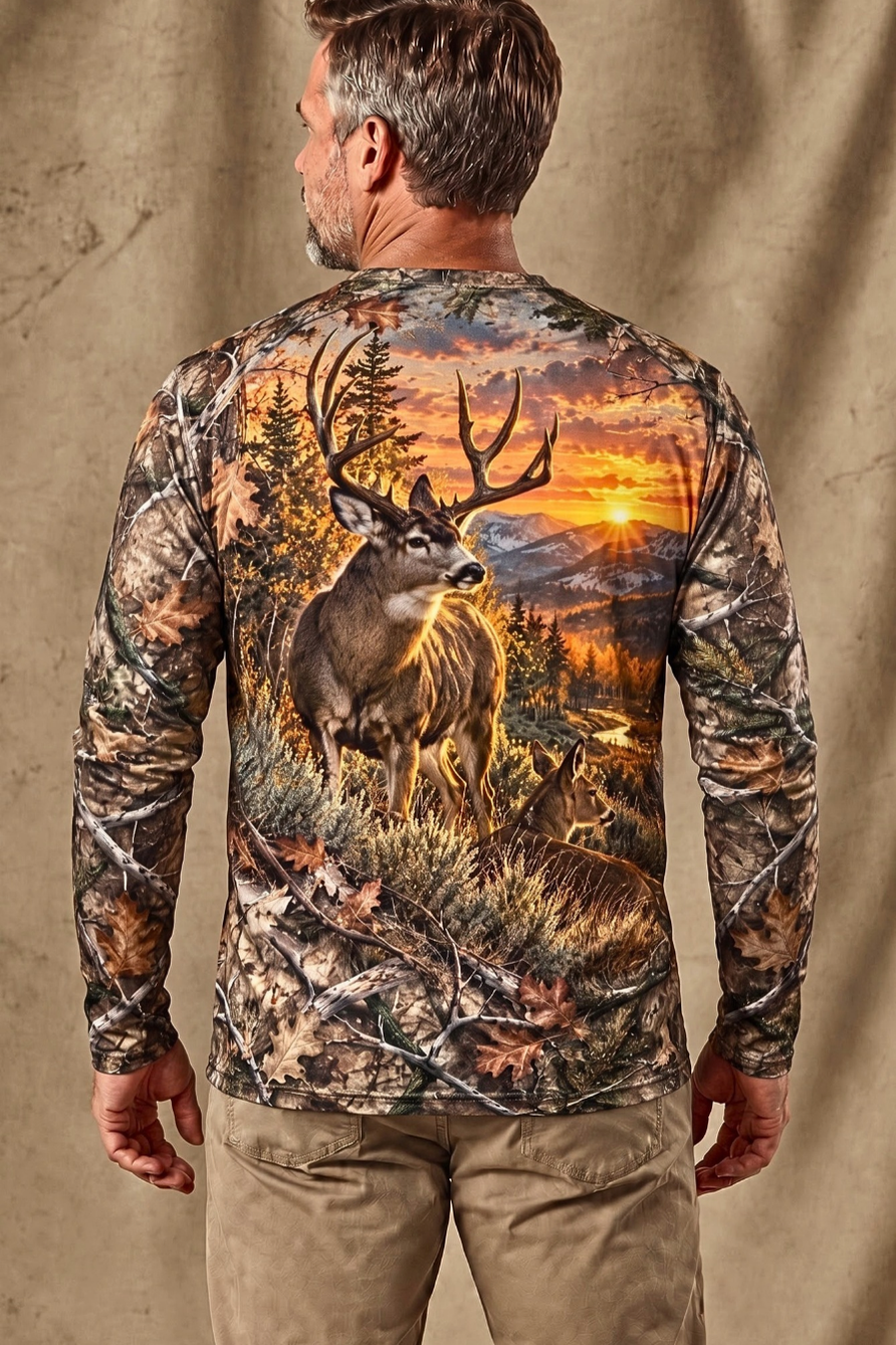 Performance Hunting Long Sleeve - Mule Deer Autumn Sunset Horizon - ULS685K image 2