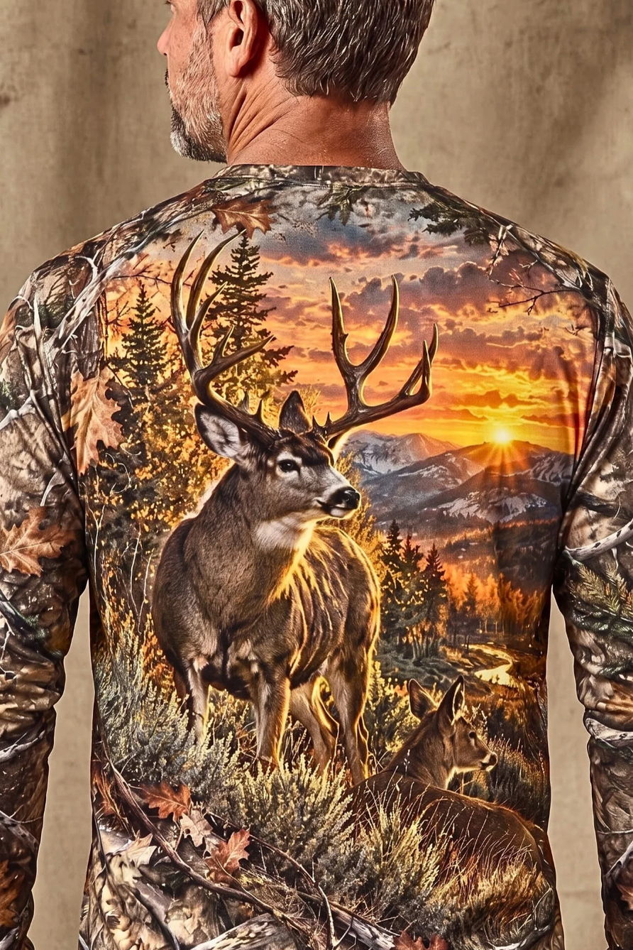 Performance Hunting Long Sleeve - Mule Deer Autumn Sunset Horizon - ULS685K image 4