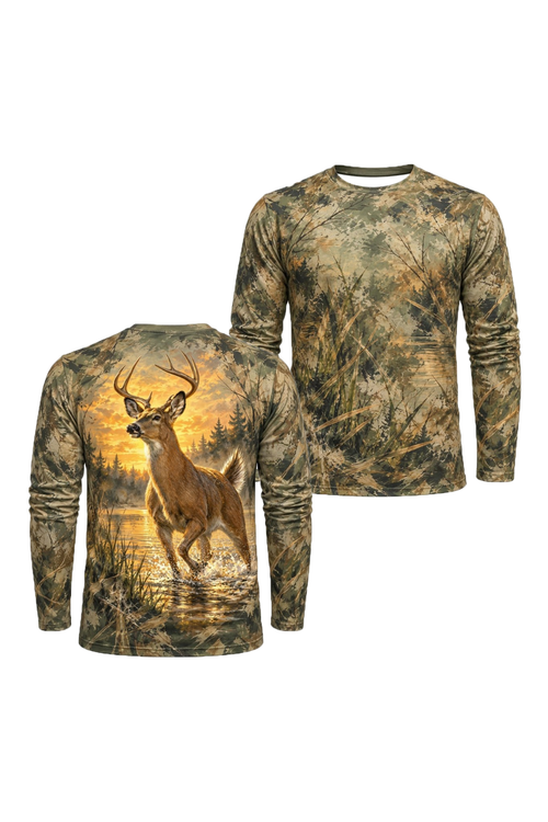 Performance Hunting Long Sleeve - Deer Sunset Marsh Splash - ULS690K image 1
