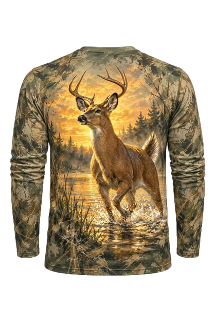 Performance Hunting Long Sleeve - Deer Sunset Marsh Splash - ULS690K image 5