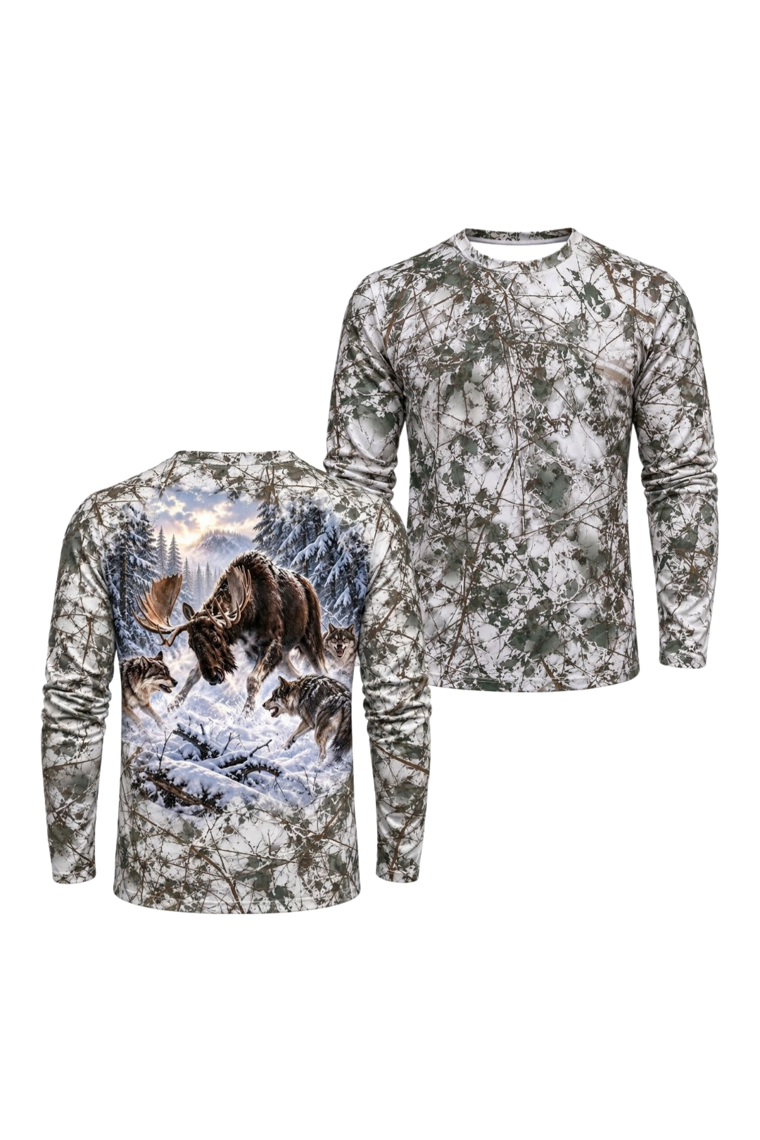 Performance Hunting Long Sleeve - Moose Frostbound Wolf Stand - ULS693K image 1