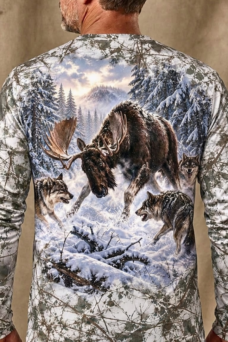 Performance Hunting Long Sleeve - Moose Frostbound Wolf Stand - ULS693K image 4