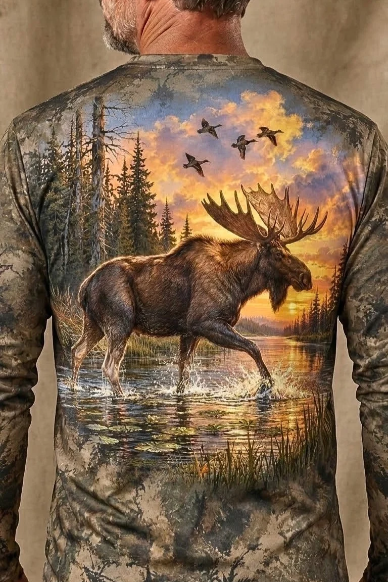 Performance Hunting Long Sleeve - Moose Sunset Basin Strider - ULS694K image 4