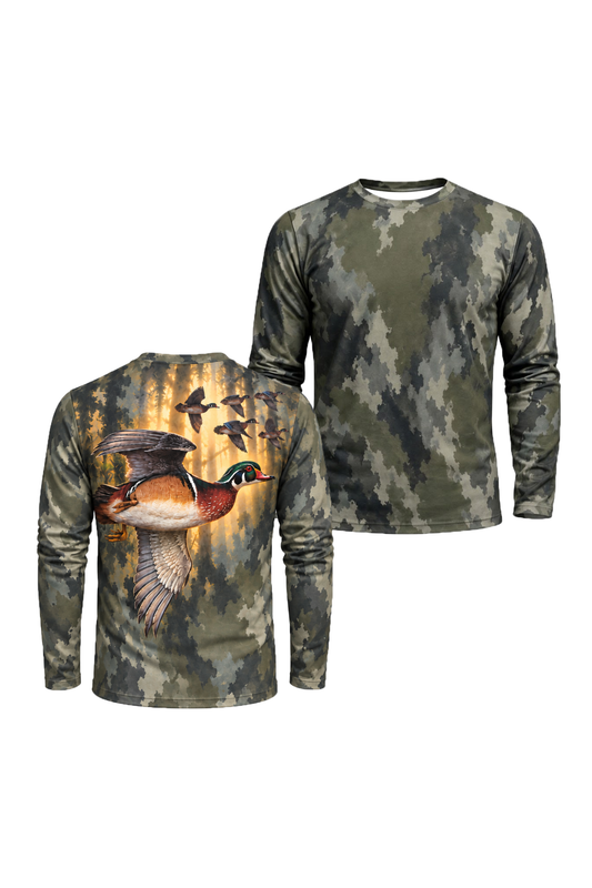 Performance Hunting Long Sleeve - Golden Forest Wood Duck Flight - ULS709K image 1