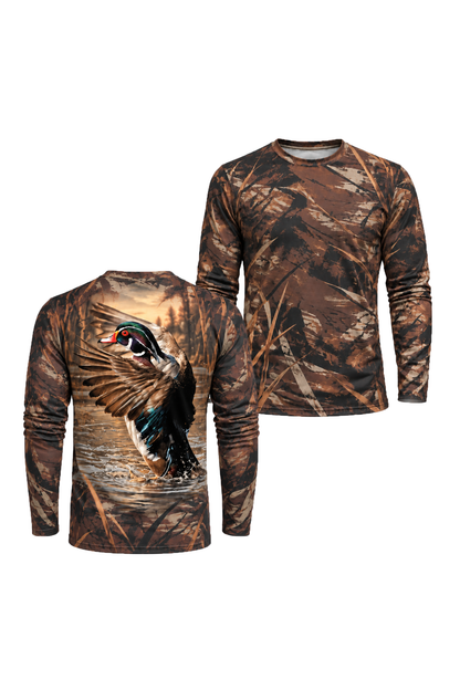 Performance Hunting Long Sleeve - Wood Duck Amber Marsh Splash - ULS711K image 1