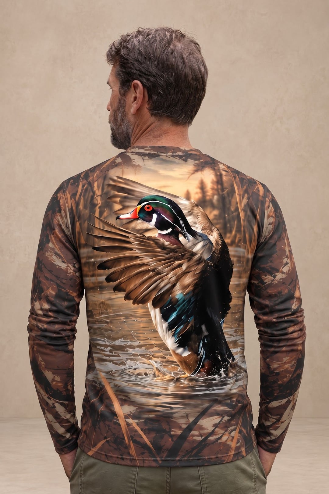 Performance Hunting Long Sleeve - Wood Duck Amber Marsh Splash - ULS711K image 2