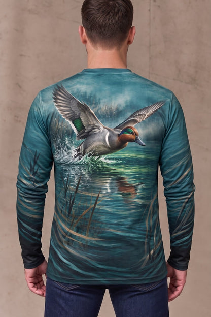 Performance Hunting Long Sleeve - Emerald Wake Teal Duck Rise - ULS717K image 2