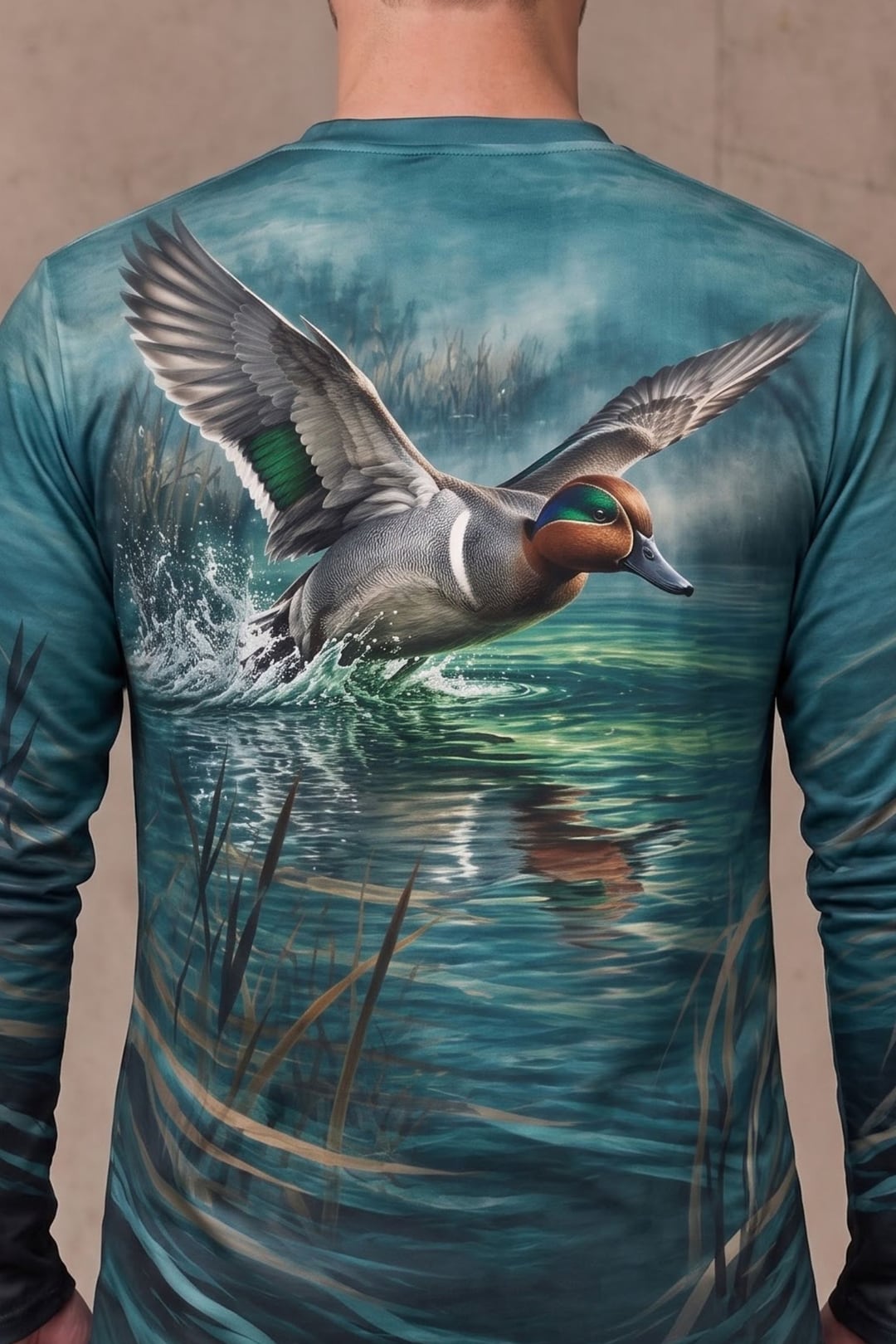 Performance Hunting Long Sleeve - Emerald Wake Teal Duck Rise - ULS717K image 4