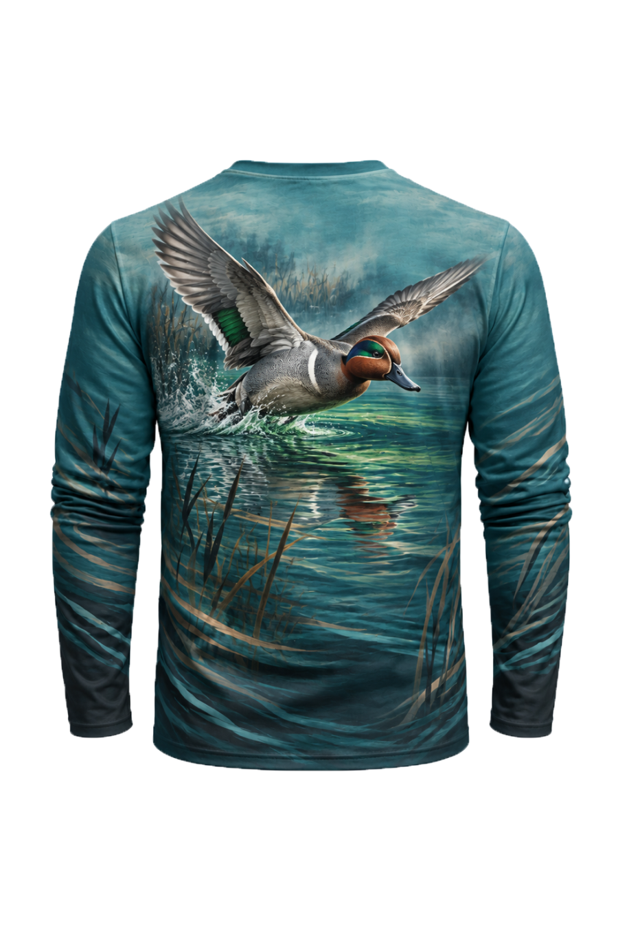 Performance Hunting Long Sleeve - Emerald Wake Teal Duck Rise - ULS717K image 5
