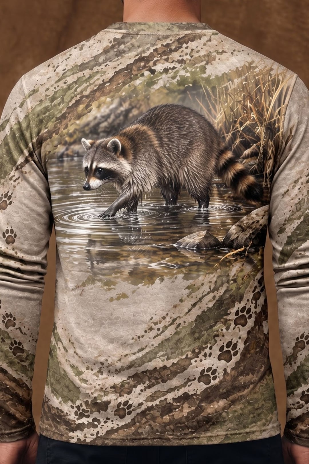 Performance Hunting Long Sleeve - Creekbank Raccoon Tracks - ULS720K image 4