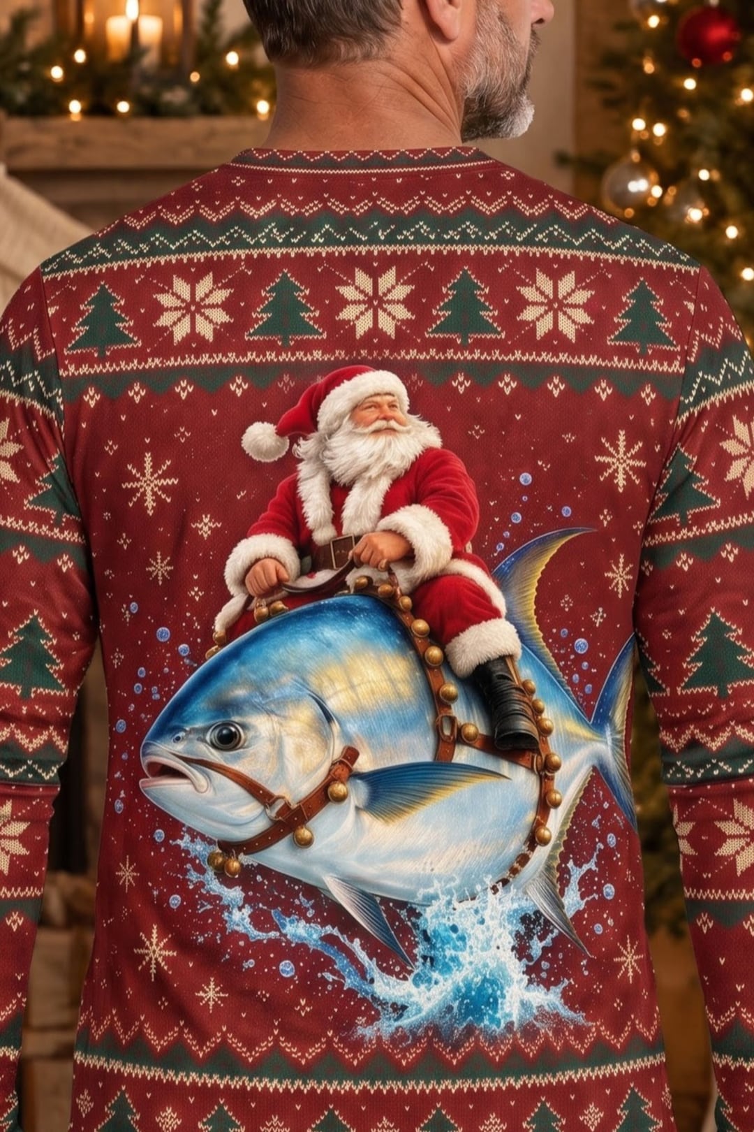 Performance Fishing Long Sleeve - Festive Permit Santa Ride - ULS762K image 4
