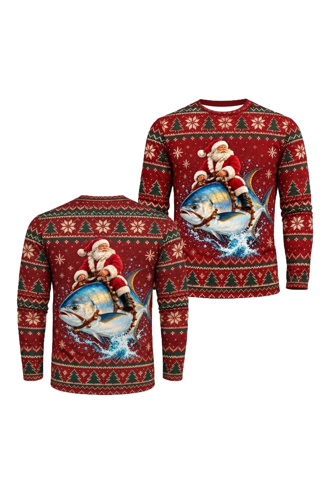 Performance Fishing Long Sleeve - Festive Snook Santa Ride - ULS763K image 1