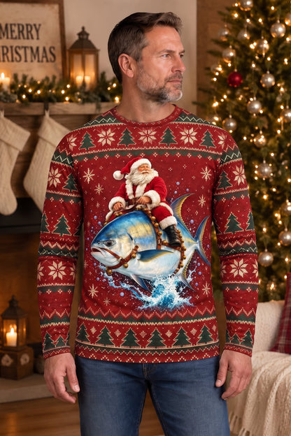 Performance Fishing Long Sleeve - Festive Snook Santa Ride - ULS763K image 3