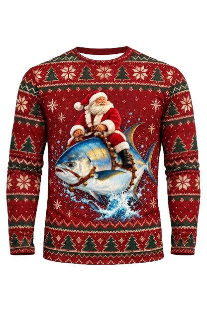 Performance Fishing Long Sleeve - Festive Snook Santa Ride - ULS763K image 6
