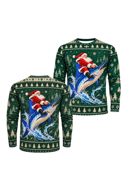 Performance Fishing Long Sleeve - Festive Marlin Santa Ride - ULS764K image 1