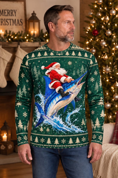 Performance Fishing Long Sleeve - Festive Marlin Santa Ride - ULS764K image 3