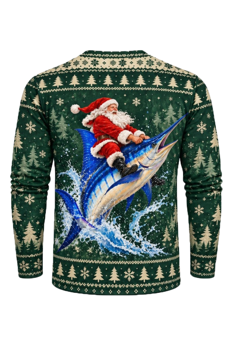 Performance Fishing Long Sleeve - Festive Marlin Santa Ride - ULS764K image 5
