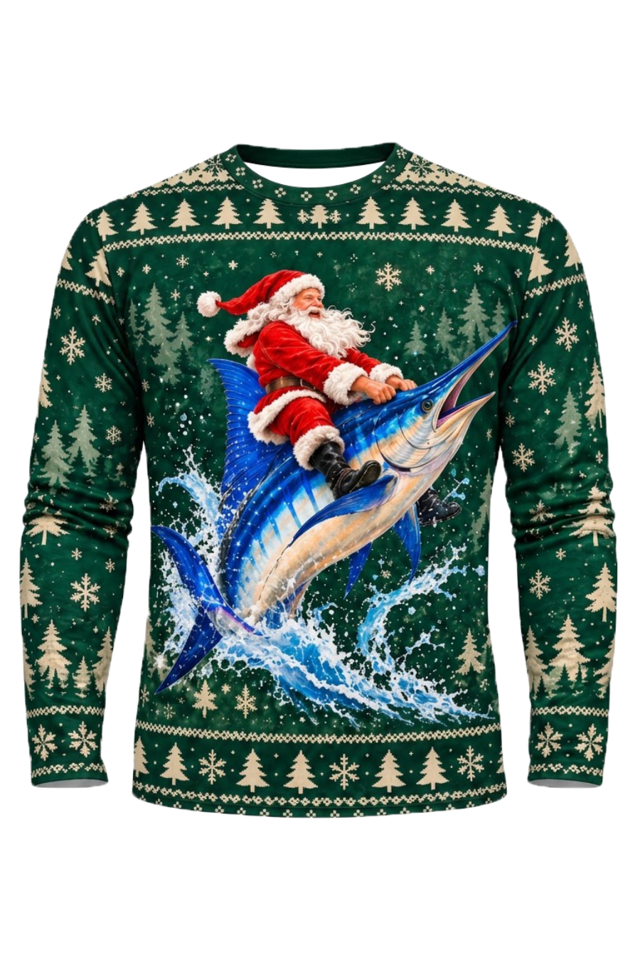 Performance Fishing Long Sleeve - Festive Marlin Santa Ride - ULS764K image 6