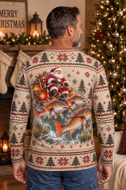 Performance Fishing Long Sleeve - Festive Redfish Santa Sleigh - ULS765K image 3