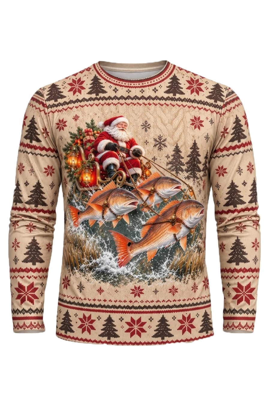 Performance Fishing Long Sleeve - Festive Redfish Santa Sleigh - ULS765K image 5