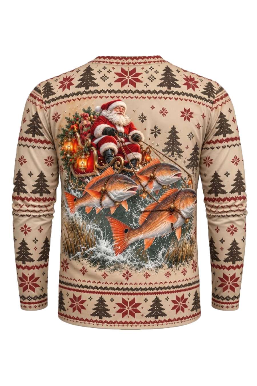 Performance Fishing Long Sleeve - Festive Redfish Santa Sleigh - ULS765K image 6