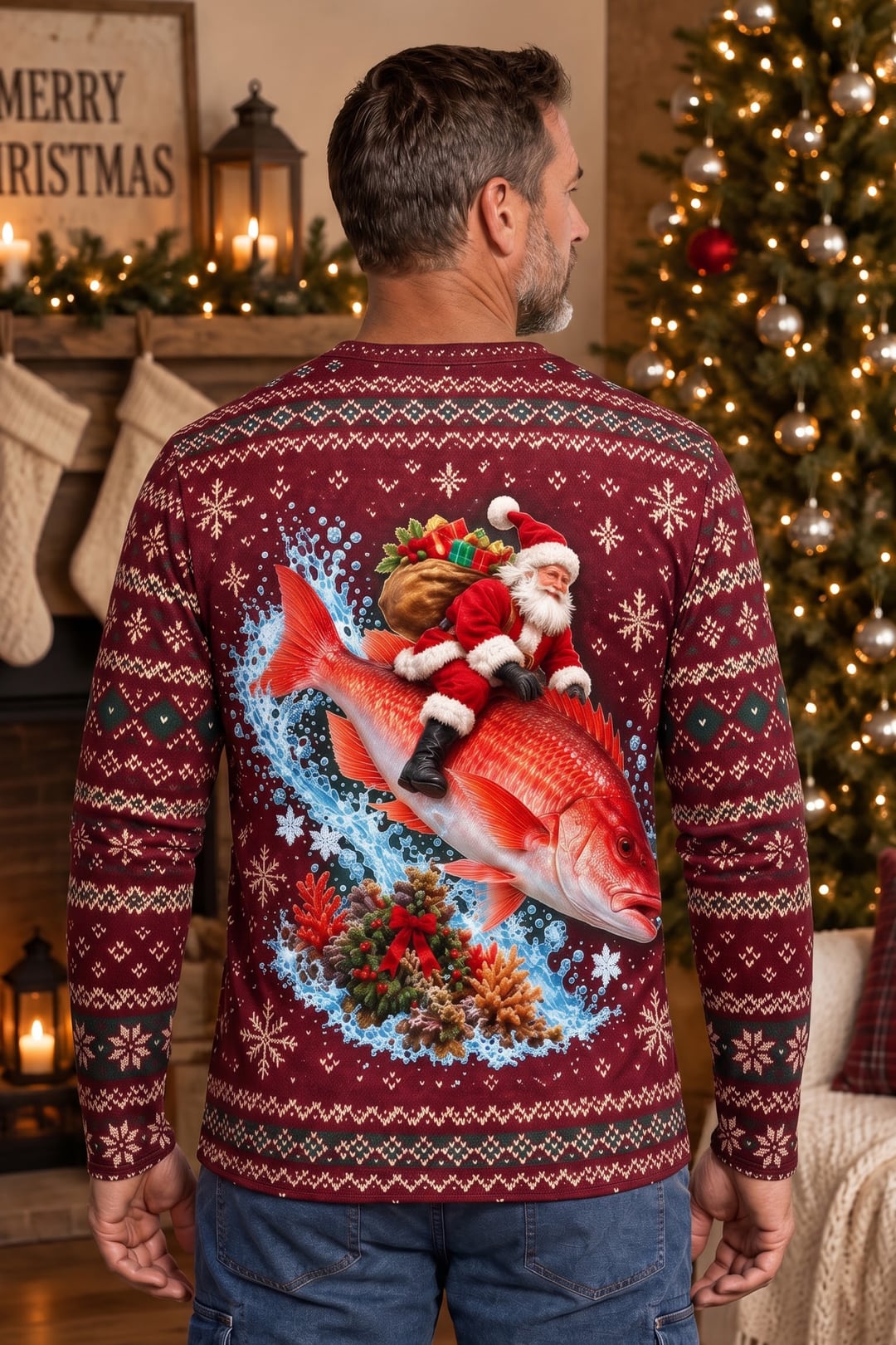 Performance Fishing Long Sleeve - Christmas Red Snapper Ride - ULS766K image 3