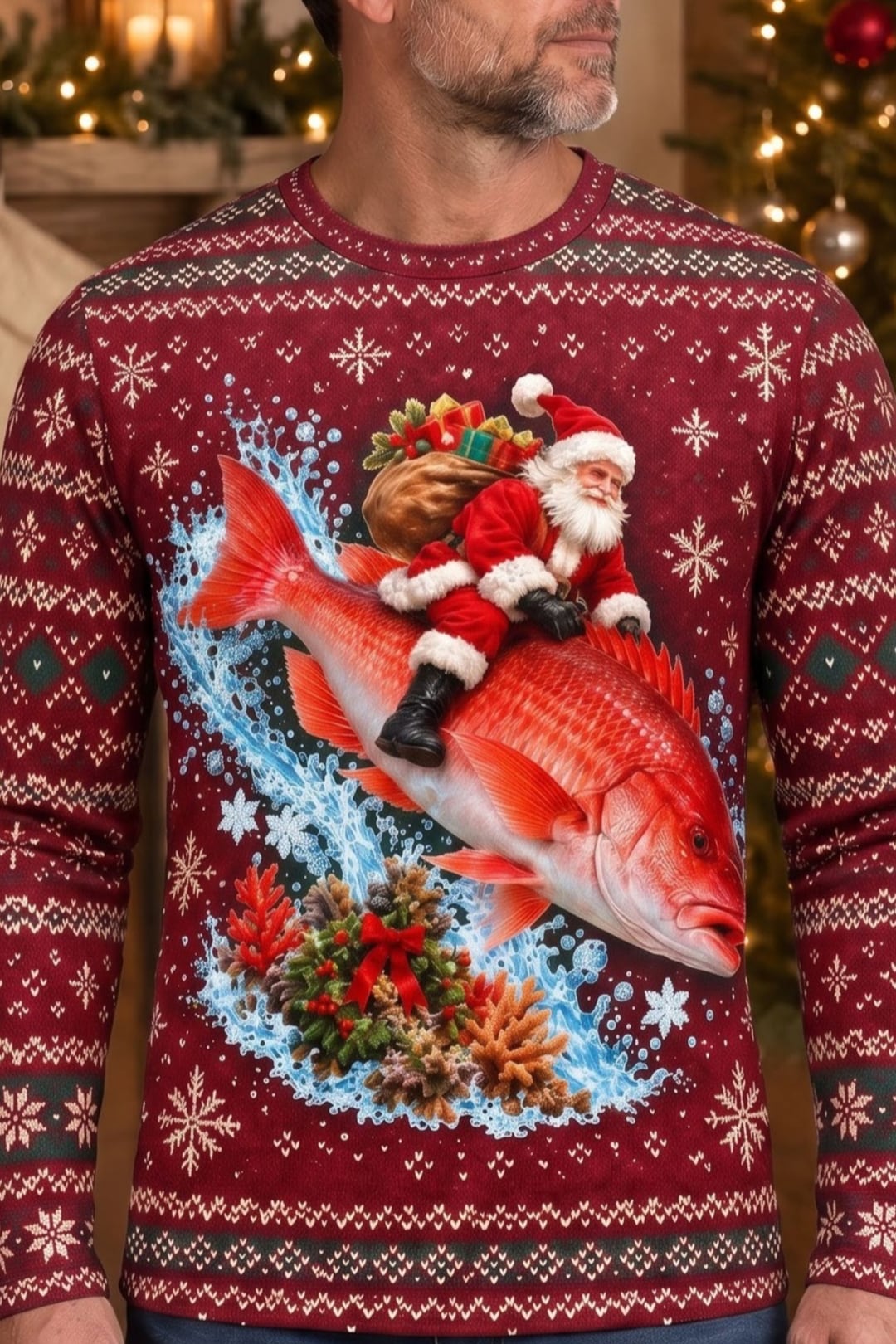 Performance Fishing Long Sleeve - Christmas Red Snapper Ride - ULS766K image 4