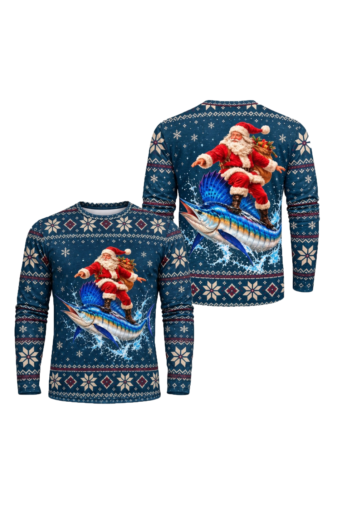 Performance Fishing Long Sleeve - Yuletide Sailfish Santa Surf - ULS767K image 1