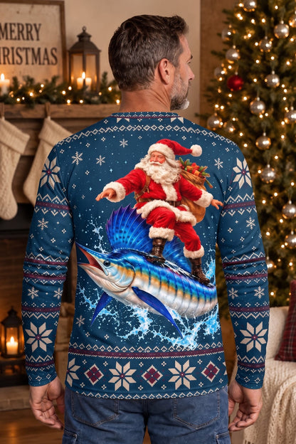 Performance Fishing Long Sleeve - Yuletide Sailfish Santa Surf - ULS767K image 3