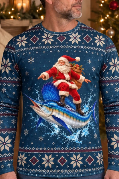 Performance Fishing Long Sleeve - Yuletide Sailfish Santa Surf - ULS767K image 4