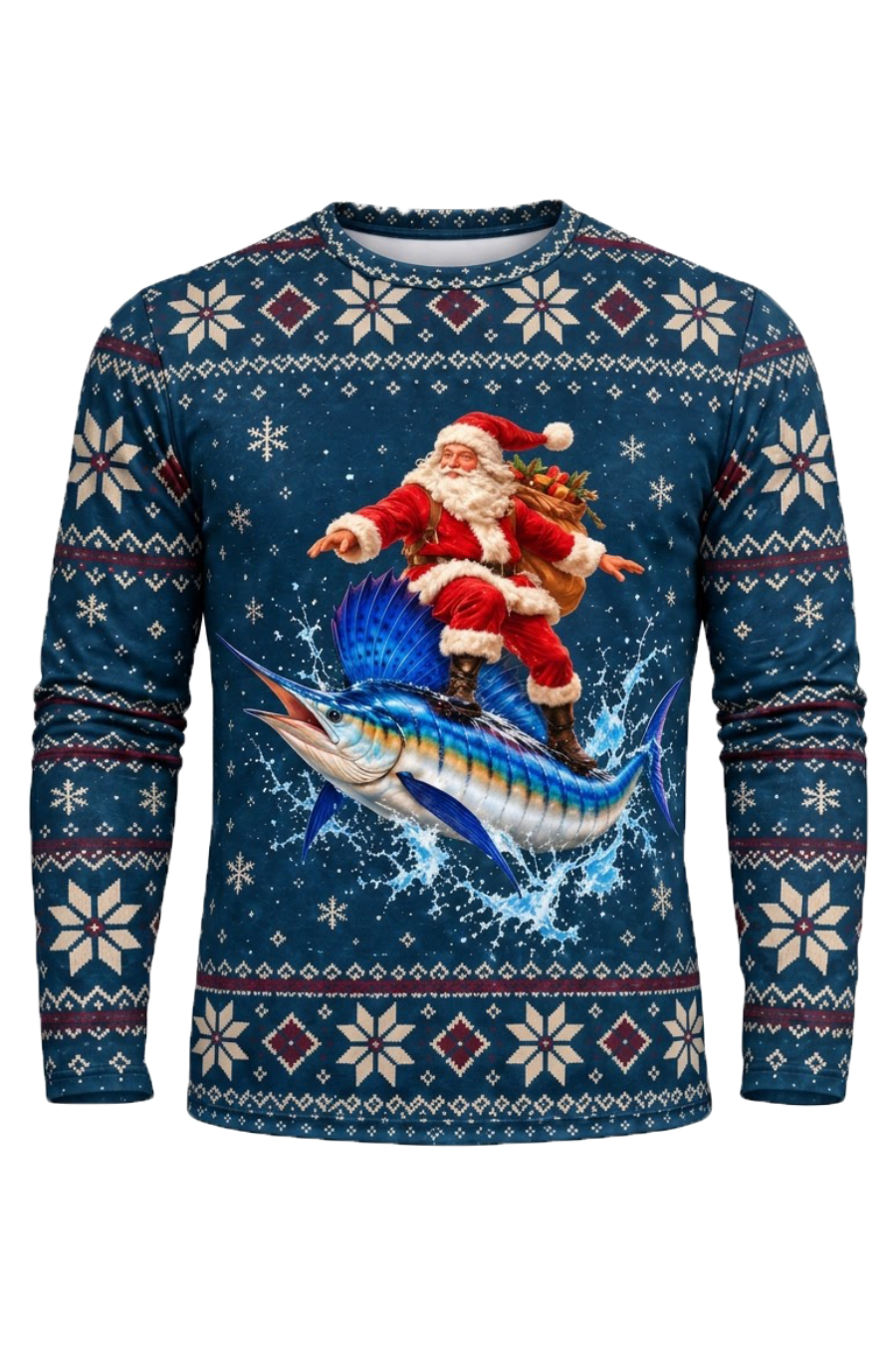 Performance Fishing Long Sleeve - Yuletide Sailfish Santa Surf - ULS767K image 5