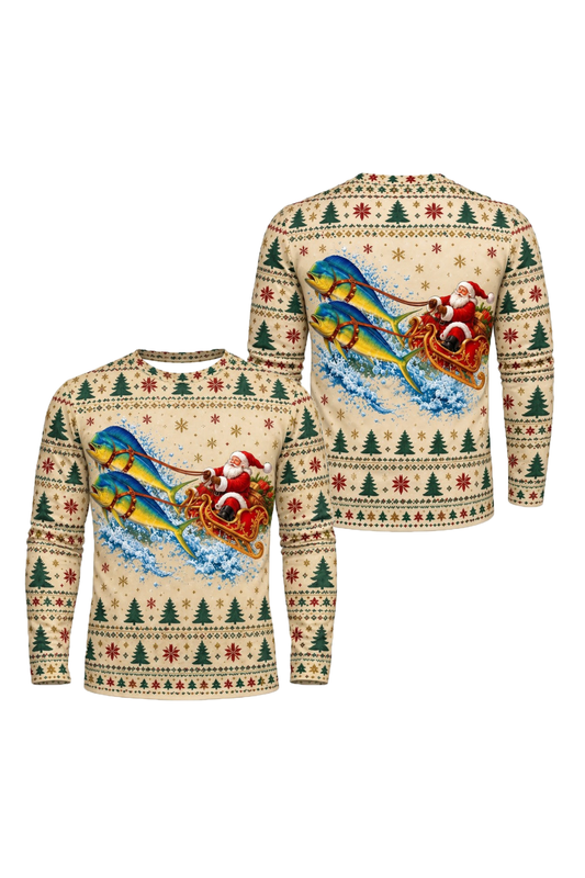 Performance Fishing Long Sleeve - Christmas Mahi Mahi Sleigh - ULS768K image 1
