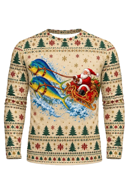 Performance Fishing Long Sleeve - Christmas Mahi Mahi Sleigh - ULS768K image 5